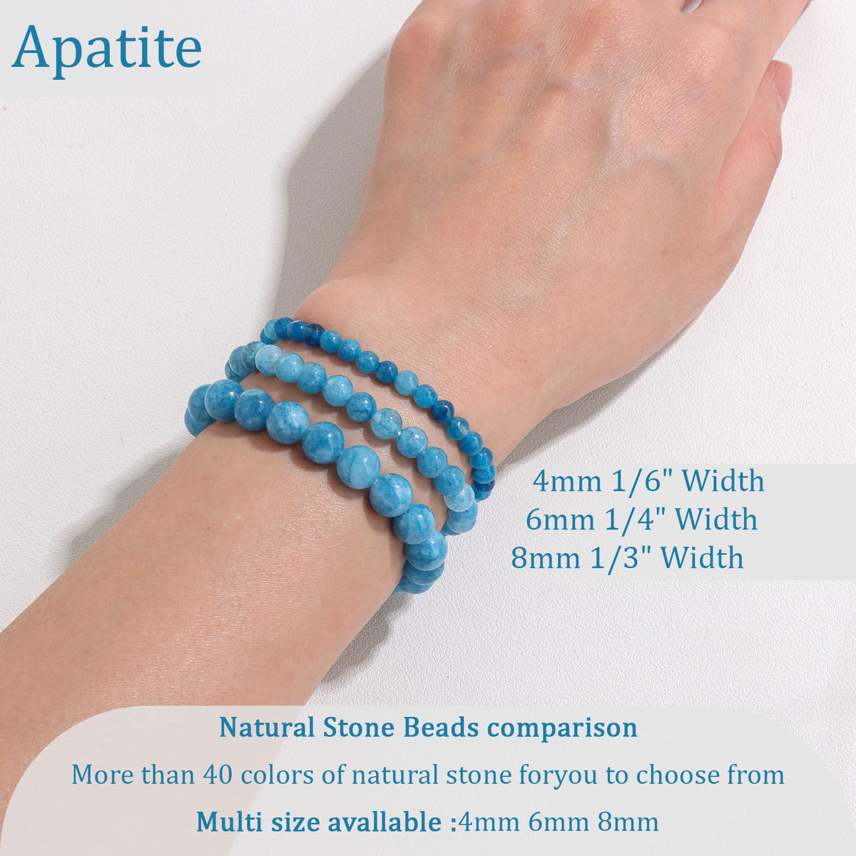 Vinswet Healing Crystal Bracelets for Women Men 6mm Apatite Natural Stone Beaded Stretch Bracelet Handmade Gemstone Reiki Spiritual Jewelry Gifts