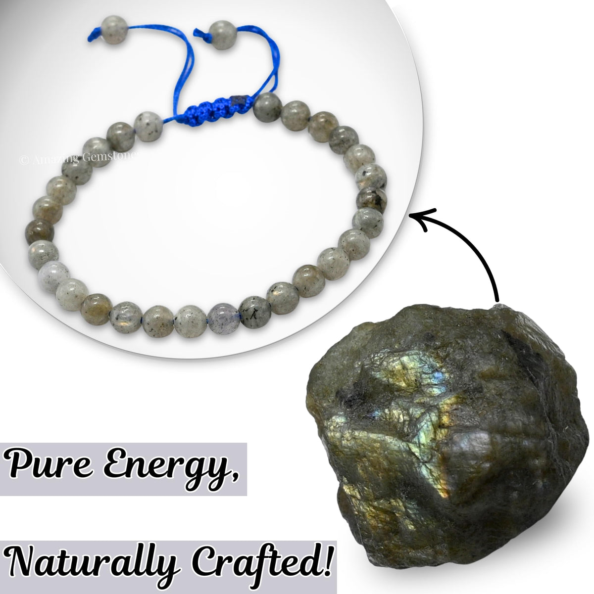 Amazing Gemstone Labradorite Bracelet, Gifts For Men & Women - Protection Healing Crystal Bracelet - 6mm Gemstone Beaded Adjustable Bracelet, Pulseras Para Hombres Mujer Stocking Stuffers
