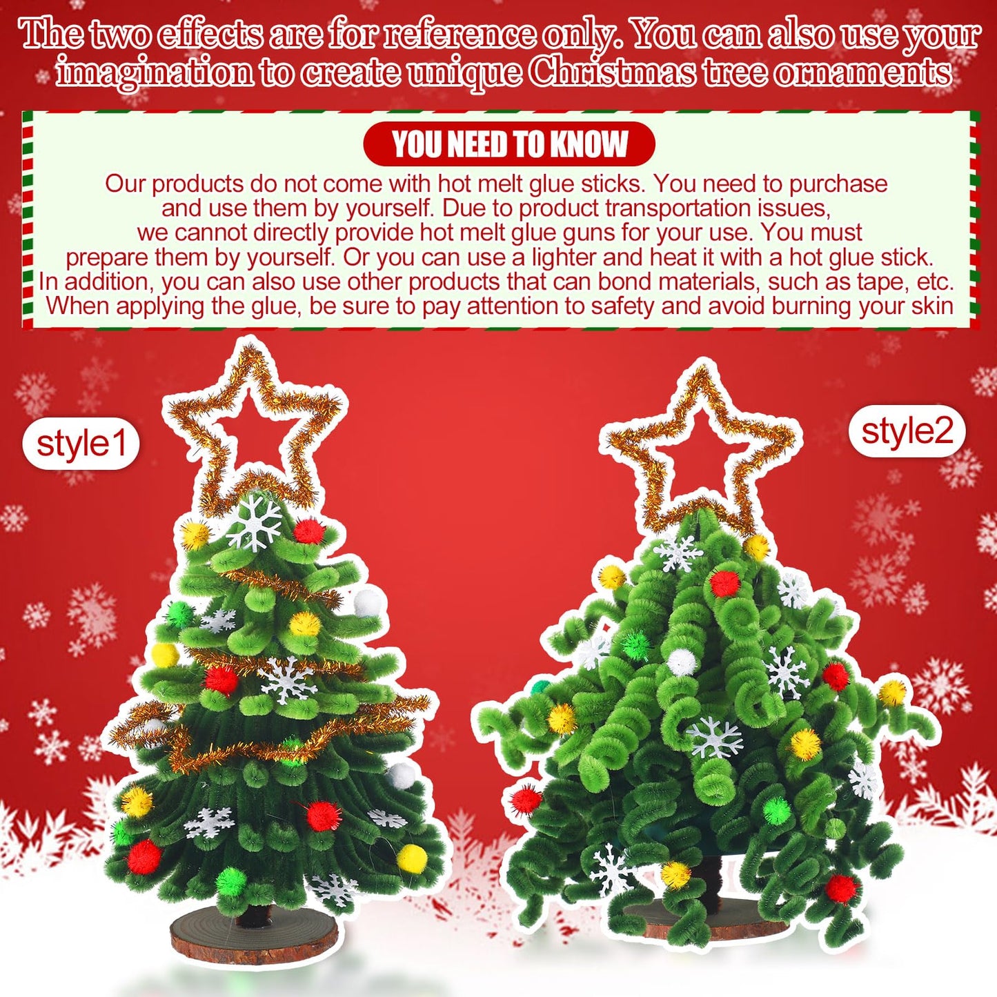 Soulchen 830 Pcs Christmas Pipe Cleaners Craft Christams Colors Chenille Stems Supplies Easy Make Xmas Tree Ornaments Accessories for Holidays Gift School Project
