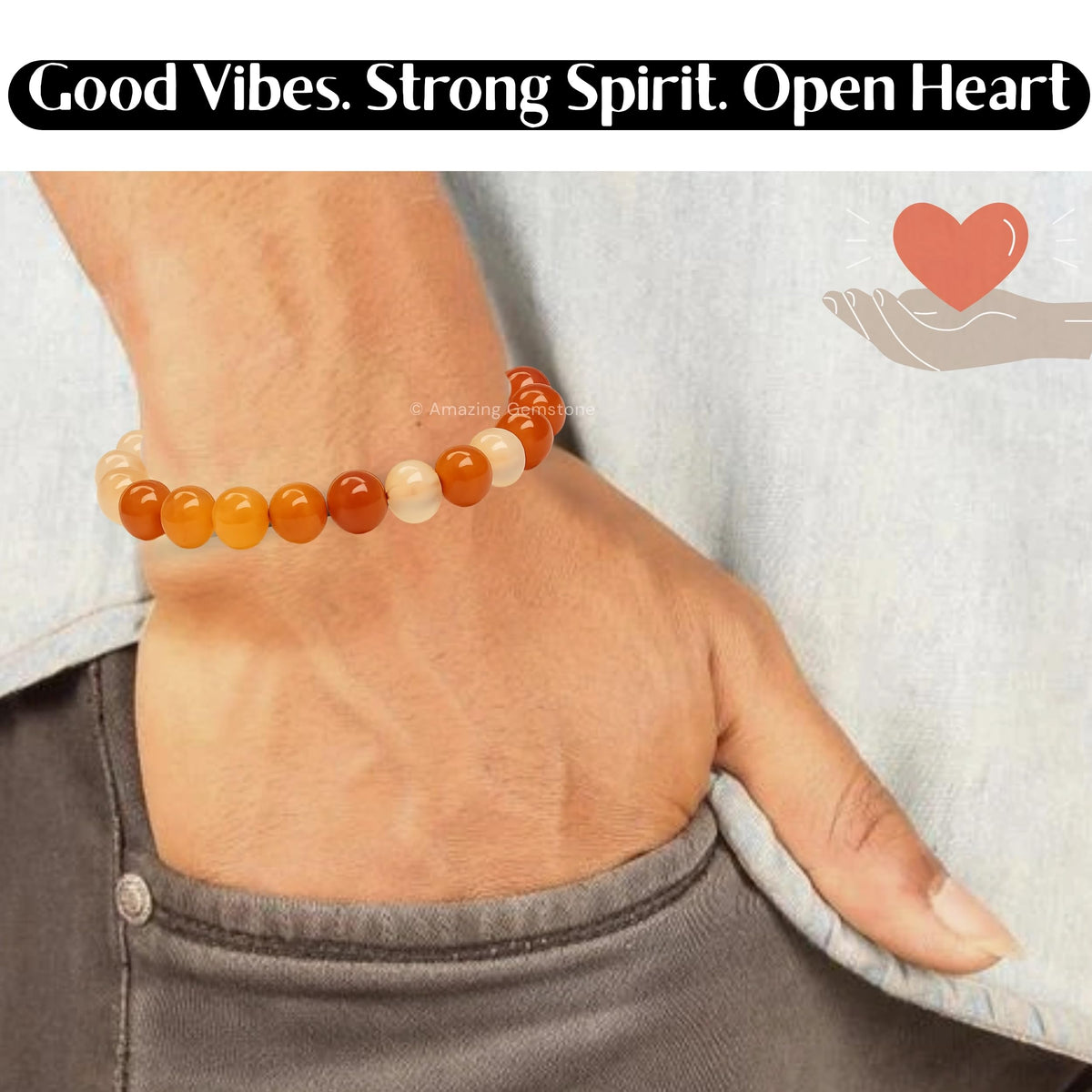 Amazing Gemstone Carnelian Bracelet for Women Men's Gifts - Protection Healing Crystal Bracelet - 8mm Gemstone Beaded Adjustable Bracelet