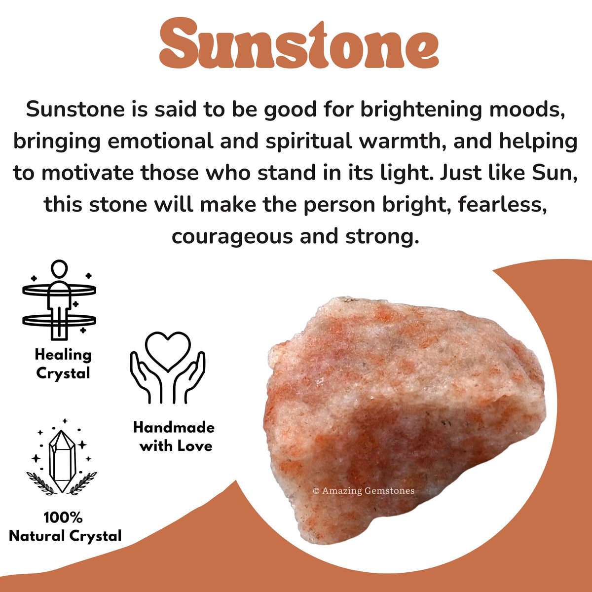 Amazing Gemstone 2 Pieces Sunstone Raw Crystals and Healing Stones, Natural Rocks for Tumbling and DIY Raw Stones and Crystals
