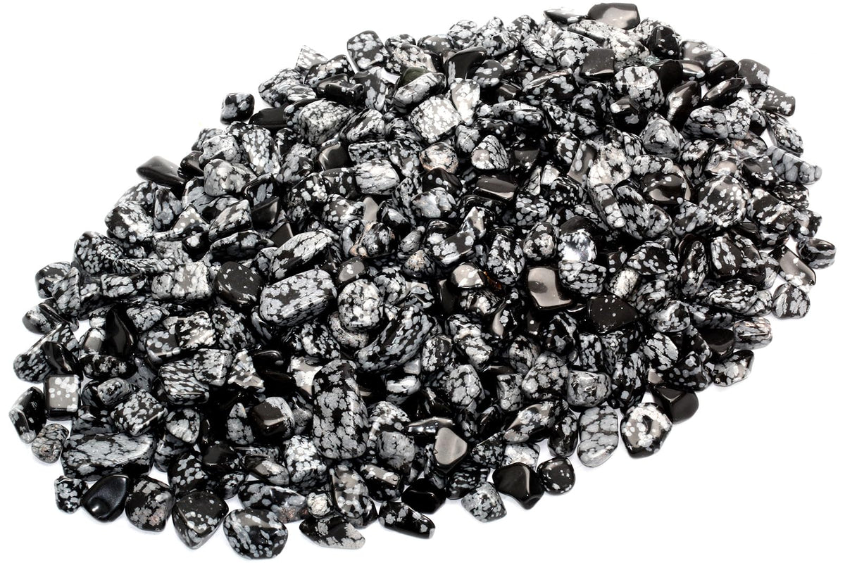 ZenQ 1 lb Snowflake Obsidian Tumbled Stone Chips Crushed Natural Crystal Quartz Pieces