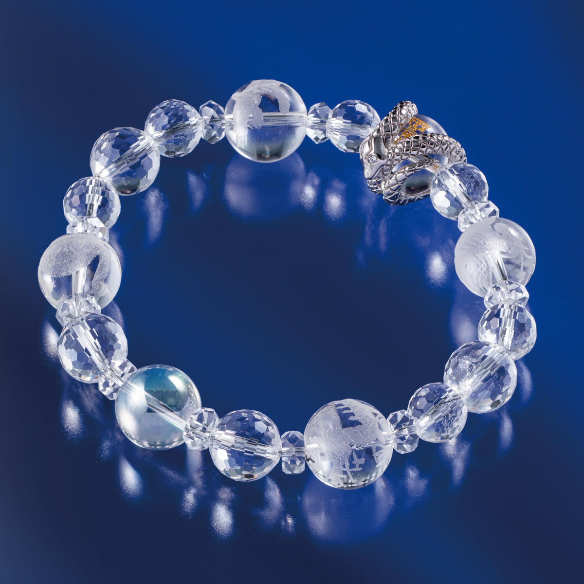MADE IN JAPAN White snake good luck bracelet for women men Japanese traditional shrine prayer feng shui good luck charm guardian deities crystal lucky bracelet for women men 6-8 inches stretch