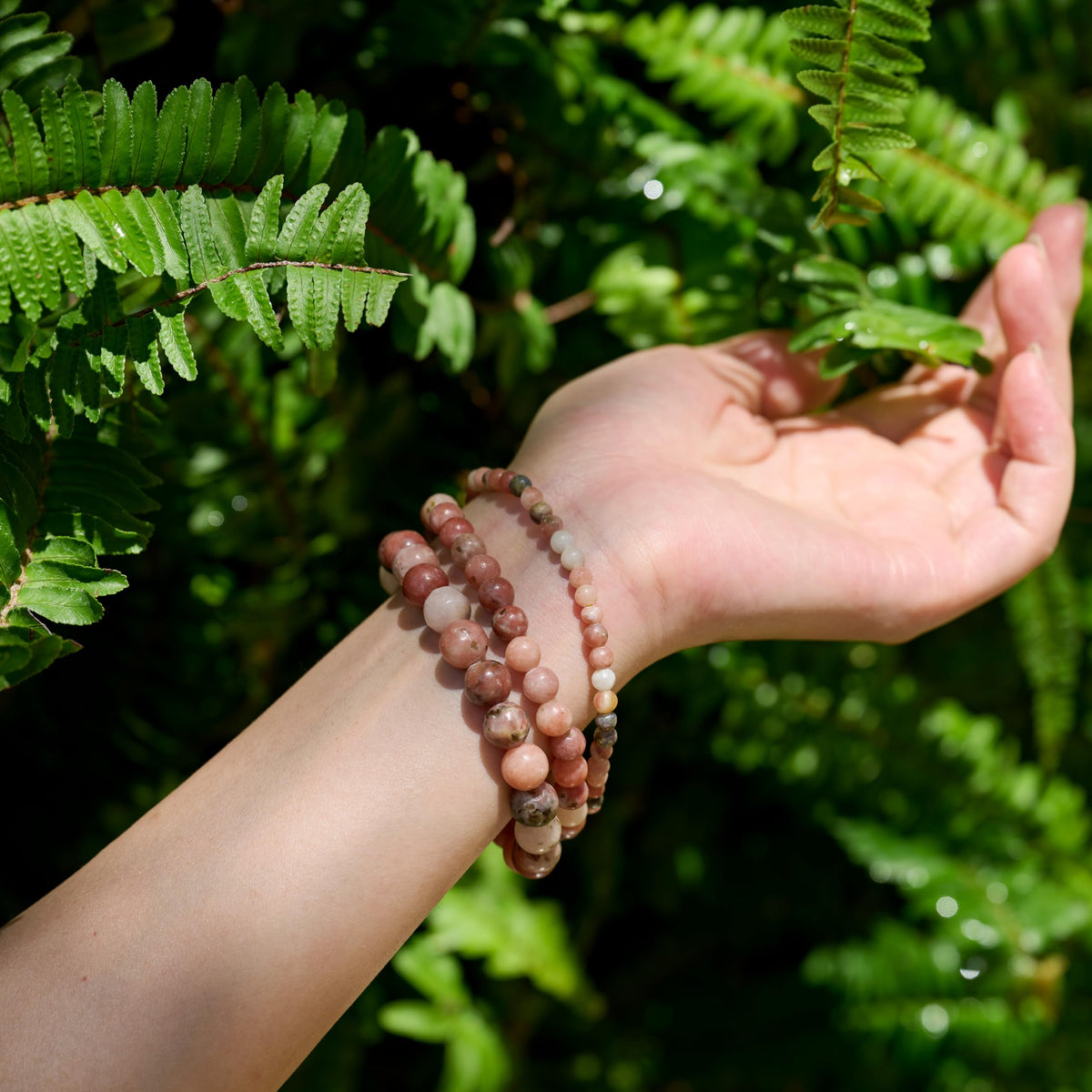 Bivei Plum Blossom Jade-Hope & renascence-4mm Beaded Bracelets for Women Handmade Semi Precious Natural Stone Stretch Elastic Jewelry Yoga Protection Gifts