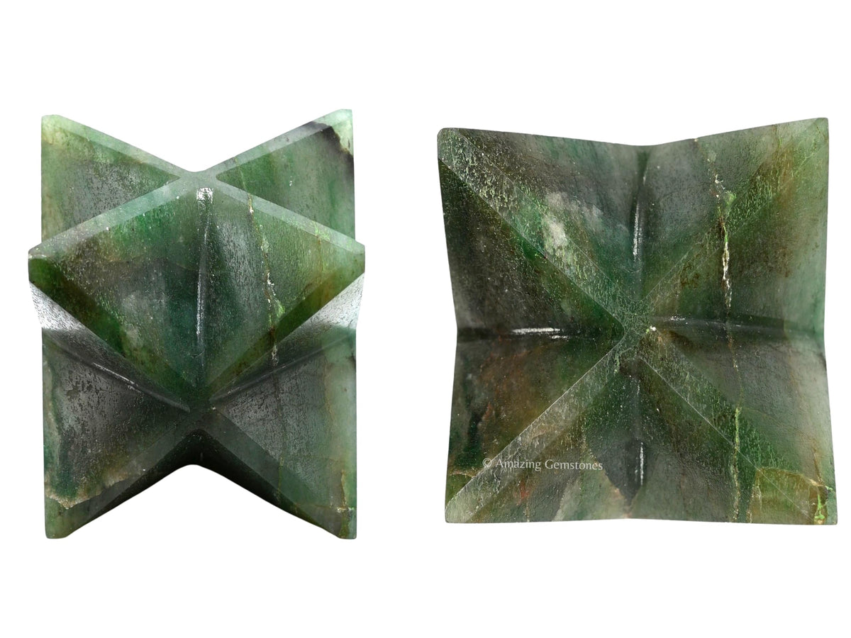 Amazing Gemstone Dark Green Aventurine Merkaba Crystal - 1.5 Inches Metaphysical Merkaba Star for Meditation - Energetic Tetrahedron and Healing Stones for Spiritual Growth and Healing (35-40mm)