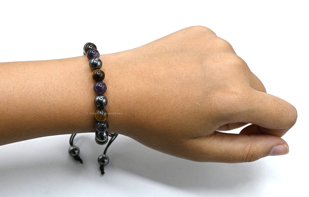 Amazing Gemstone Quit Smoking Cessation Quit Vaping Aid Bracelet - Hematite Tiger Eye Amethyst Bracelet Set for Men Women Healing Calming Anxiety Stress Relief Gifts Pulseras Para Hombres Mujer