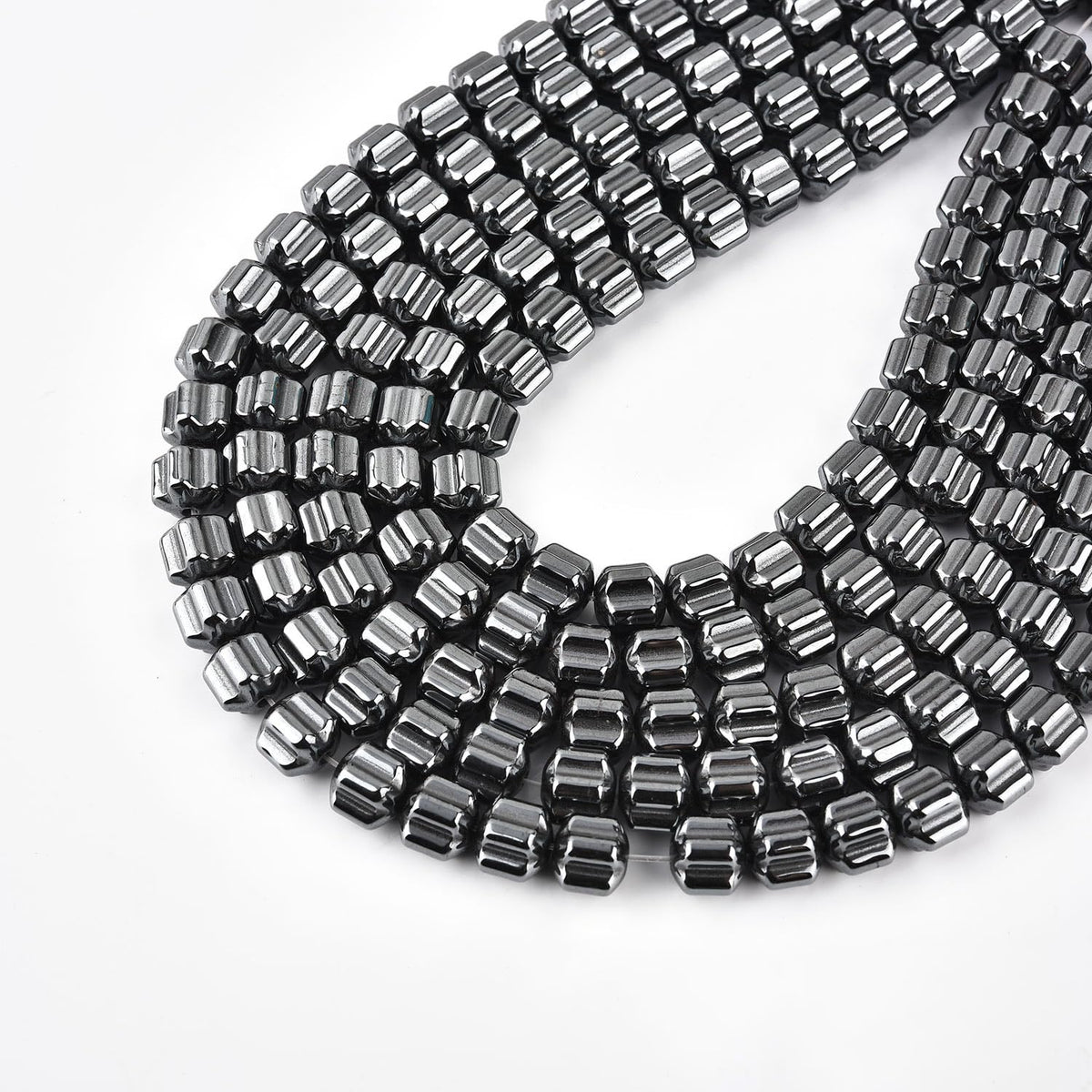 HAAMIIQII 65pcs 6mm Natural Black Hematite Loose Gemstone Beads Gear Shape Spacer Stone Beads for Jewelry Making DIY Bracelets Necklaces Crafting