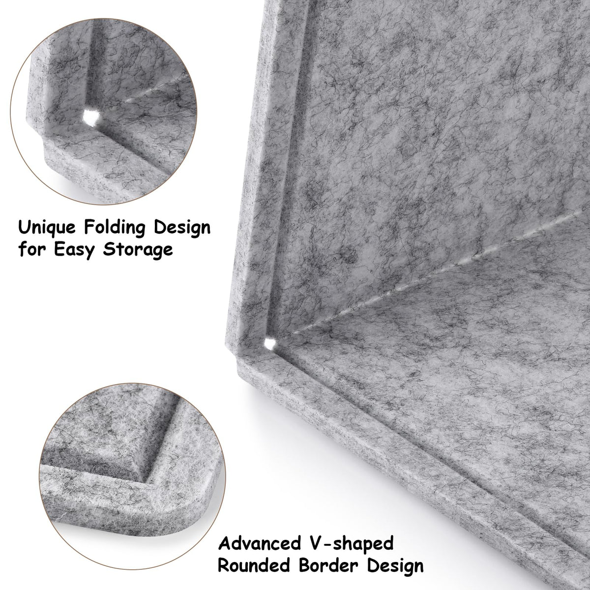 Large Bulletin Board, Foldable 60x36 Inches Cork Board Alternative, Large Felt Board Decorative Pin Board for Wall, Foldable Photo Board Self-Adhesive Vision Board with 36 Pushpins Light Gray