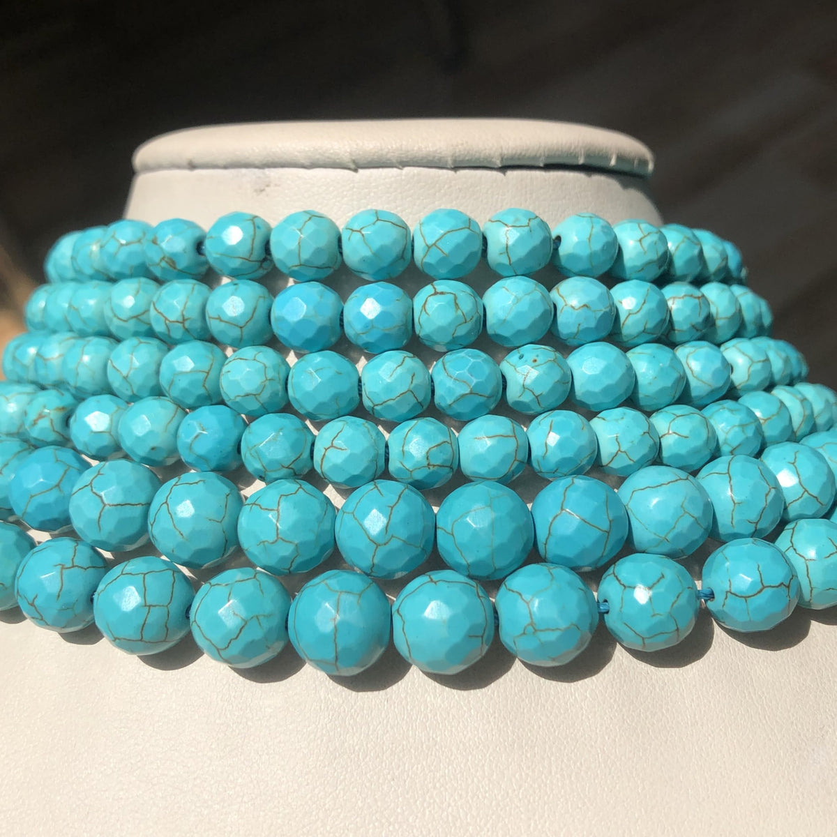 Yochus 60pcs Blue Turquoises Beads，6mm Healing Power Natural Stone Round Loose Beads for Jewelry Making Earring Necklace DIY Crafts