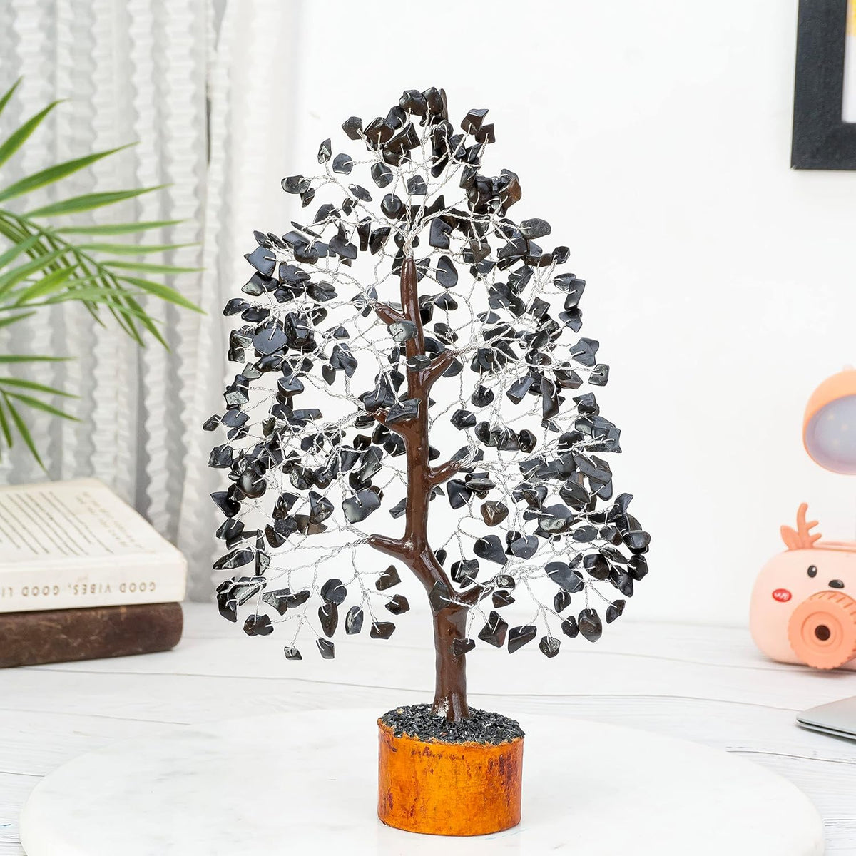 Crocon® Black Tourmaline Crystal Tree of Life Birthday Gifts for Men, Dad, Friend Healing Crystals Spiritual Shelf Crystal Decor Feng Shui Table Decor Gift for Men Housewarming Unique Home Decor
