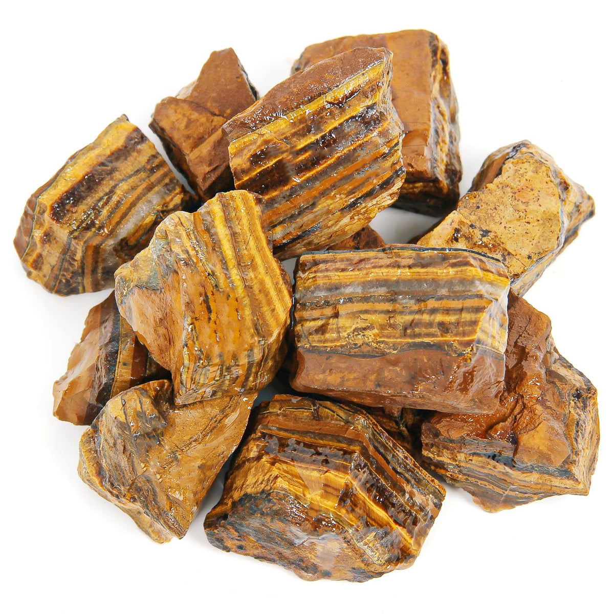 1.1lb Bulk Raw Tiger Eye Stone Rough Crystal-Natural Tiger Eye Raw Stones Crystal for Tumbling, Cabbing, Fountain Rocks, Decoration,Polishing, Wire Wrapping, Wicca & Reiki Crystal Healing