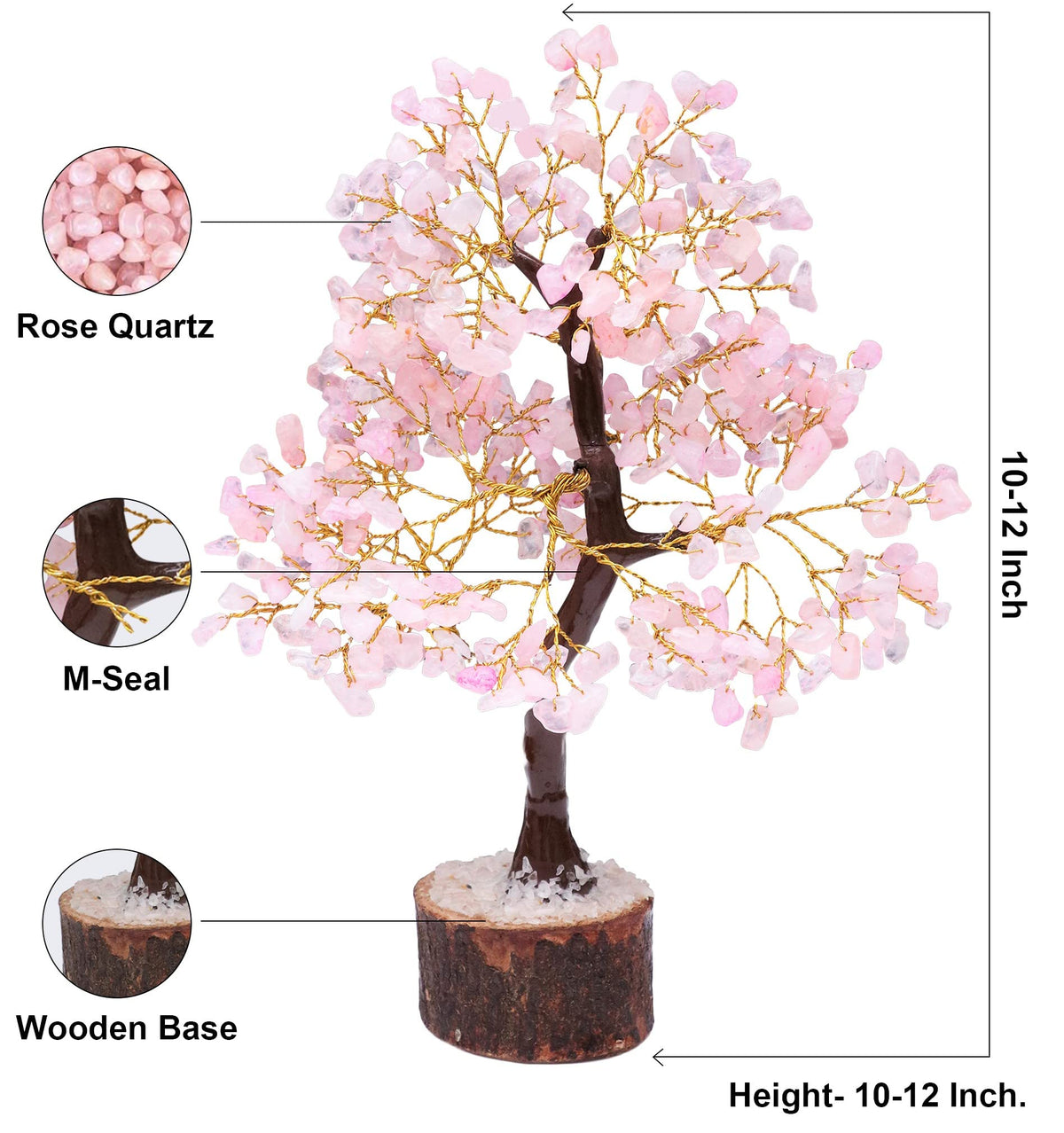Crocon® Rose Quartz Crystal Tree Room Decor & Cute Pink Home Decor Healing Crystals Chakra Tree of Life Birthday Gifts for Women Mom Her Sister House Warming Gifts Spiritual Presents Womens Gift