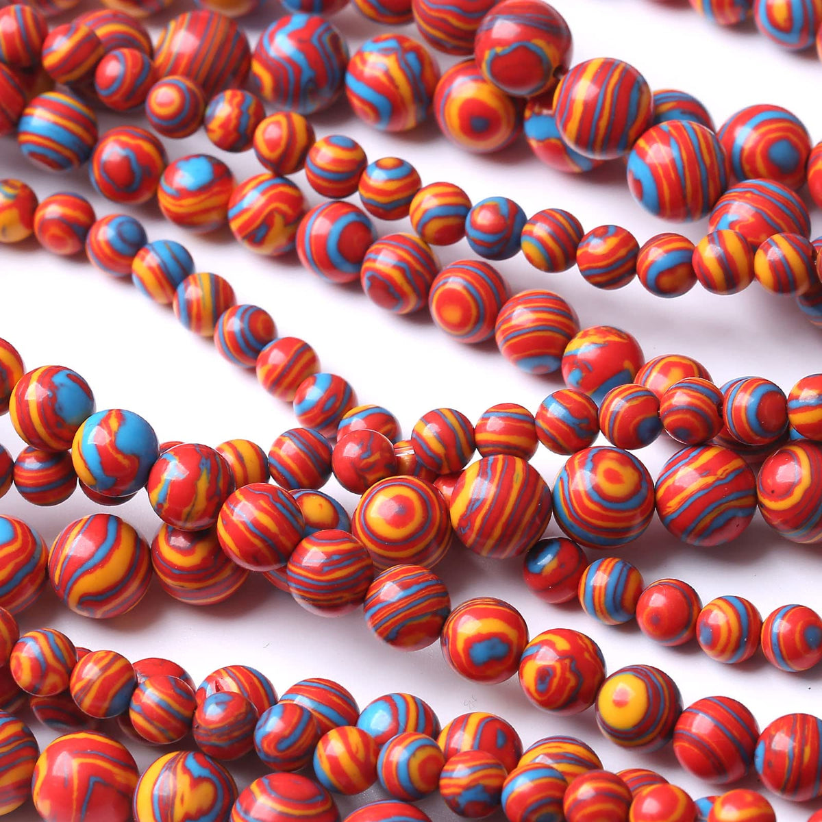 60PCS 6MM Beads Red Malachite Beads Round Loose Beads Natural Gem Beads for Jewelry Making 15"