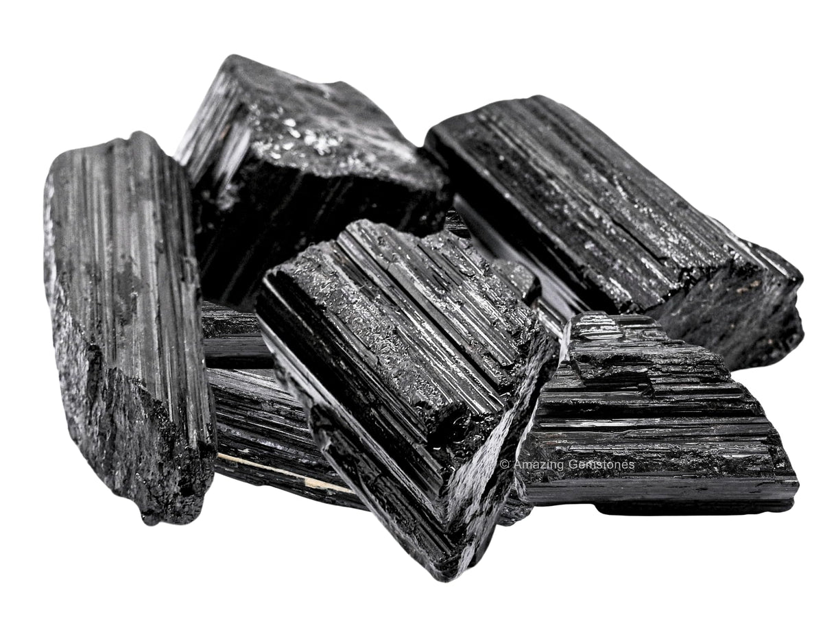 Amazing Gemstone Black Tourmaline Raw Crystals and Healing Stones, Natural Rocks for Tumbling and DIY Raw Stones and Crystals (1 lb)