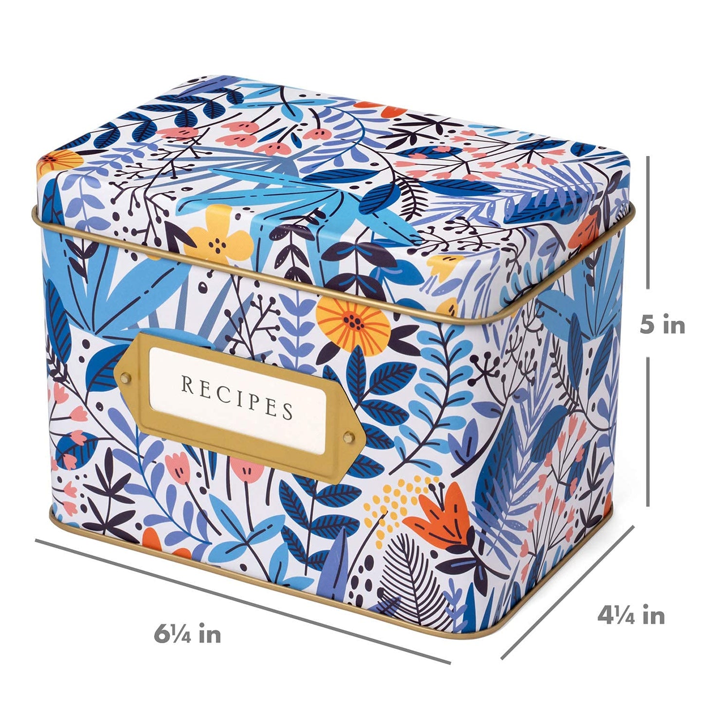 Jot & Mark Decorative Recipe Tin Box for Recipe Cards, Greeting Card Holder | Holds Hundreds of 4” x 6” Cards