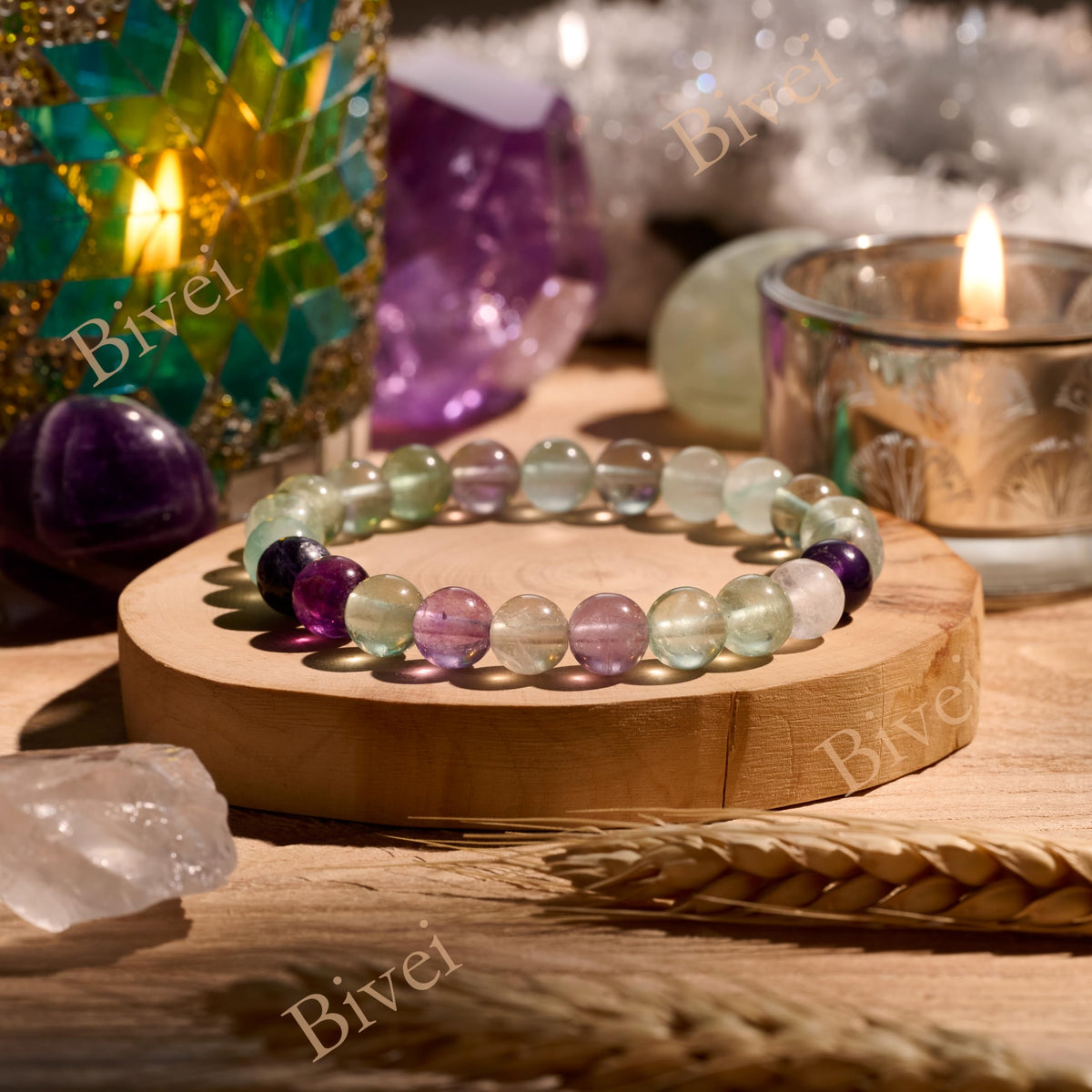 Fluorite - Clarity - 8mm Beaded Bracelets for Women Handmade Semi Precious Natural Stone Stretch Elastic Jewelry Yoga Protection Gifts