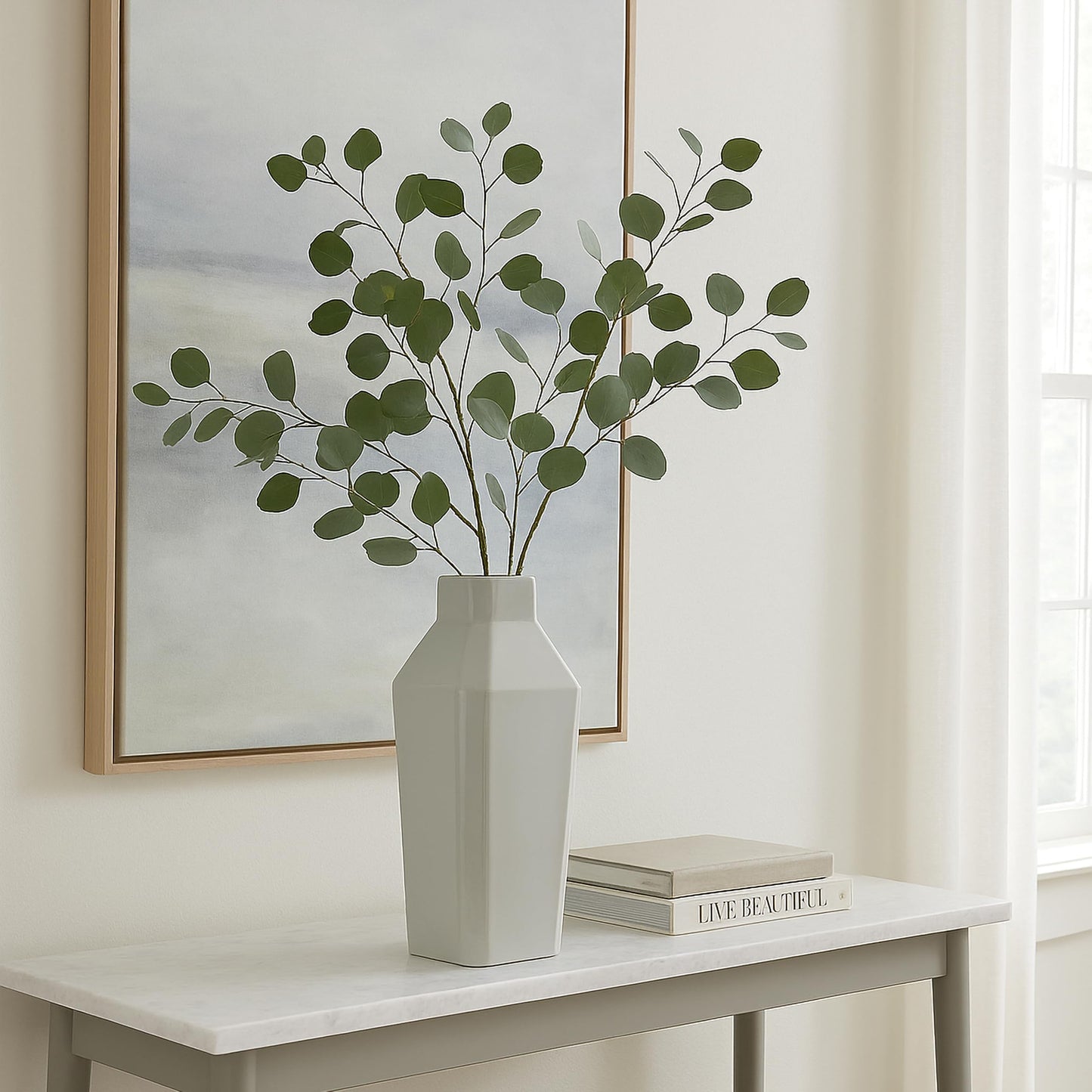 Emissary Home and Garden Quadrant 22.5 in. H Square Ceramic Vase in Gray with High-fire Treatment