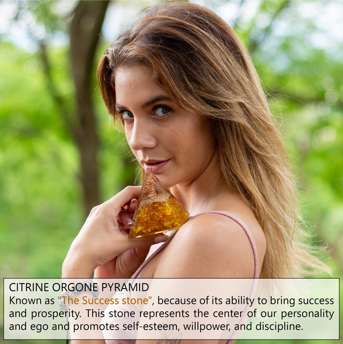 Citrine Orgone Pyramid for Success & Motivation | Orgonite pyramids with Copper Coil and Crystal Quartz for Chakra Protection