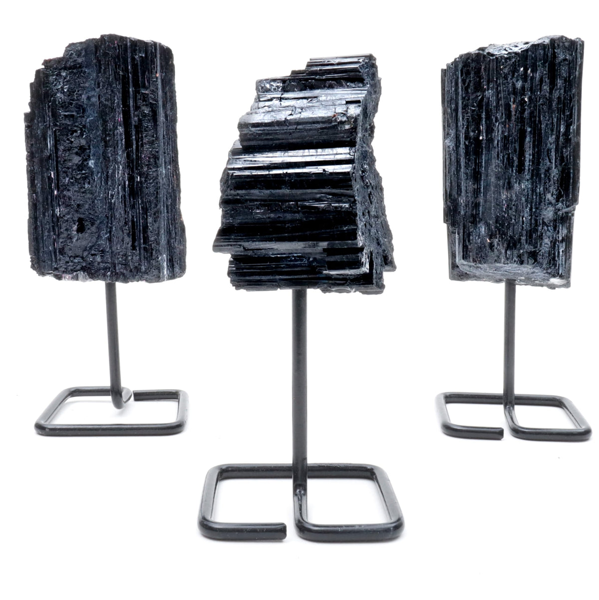 DANCING BEAR Black Tourmaline on Stand, Includes Information Card, Rough Raw Natural Stone for Good Vibes, Reiki Energy, Assembled in the USA