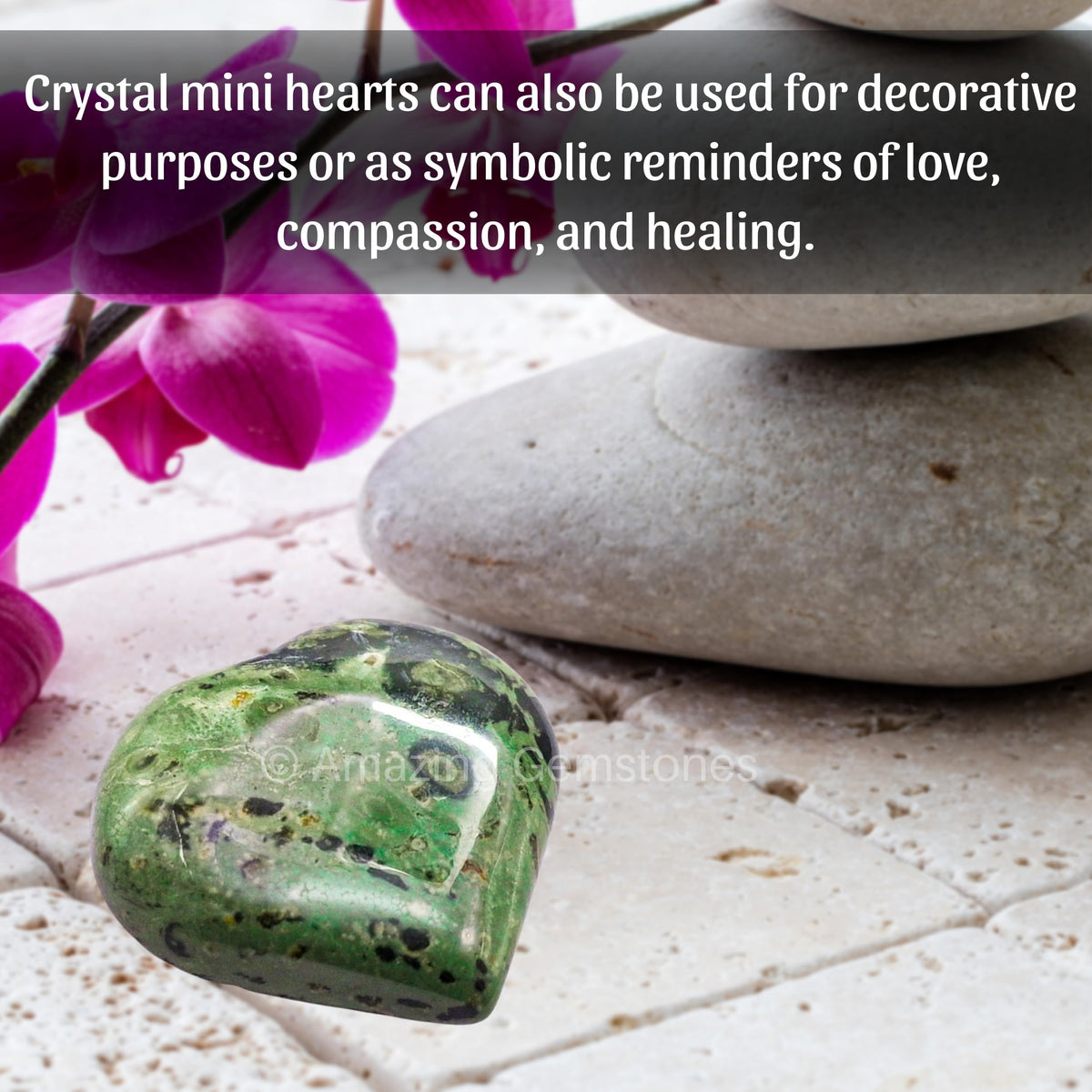 Amazing Gemstone Kambaba Jasper Stone Heart - Pack of 2 Crystal Heart Stones Rocks - Corazones De Piedra Crystals and Healing Stones Heart Shaped Crystal - Stocking Stuffers Gifts