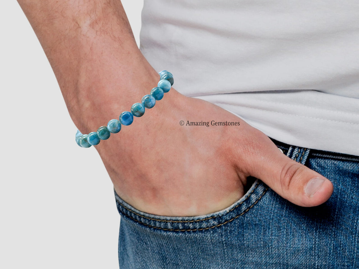 Amazing Gemstone Crystal Bracelet for Women Men's Gifts - Protection Healing Crystal Bracelet - 8mm Gemstone Beaded Stretchable Bracelet Pulseras Para Hombres Mujer Stocking Stuffers Mothers Day Gift (Apatite)