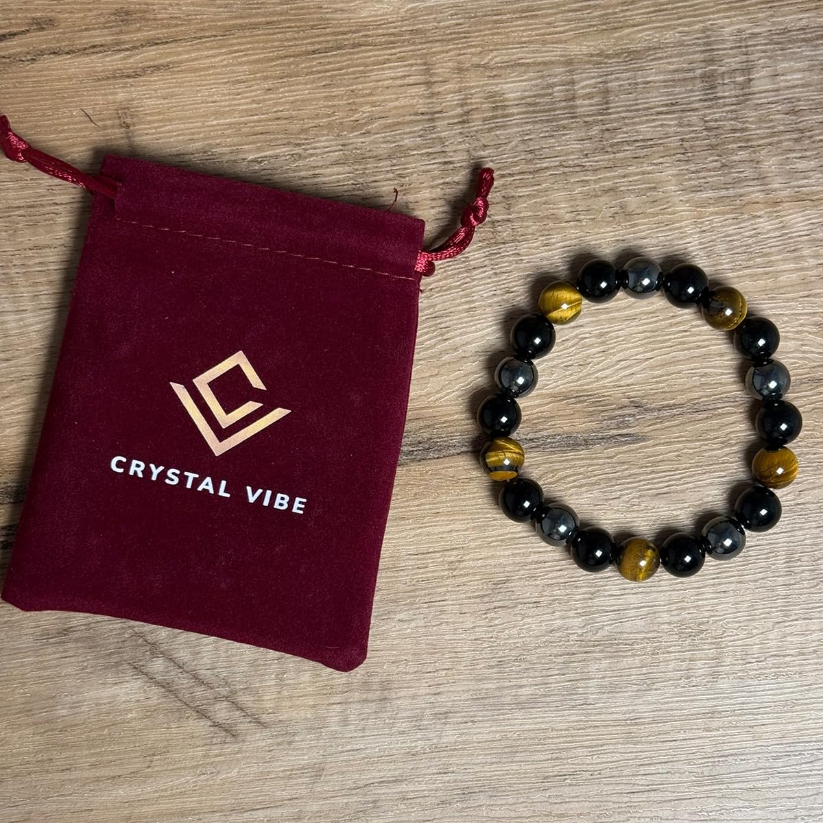 Triple Protection Bracelet for Men Women | Black Tourmaline Obsidian Hematite 8mm Beaded Bracelet | Anxiety Relief Chakra Healing Gemstone Crystal Gift