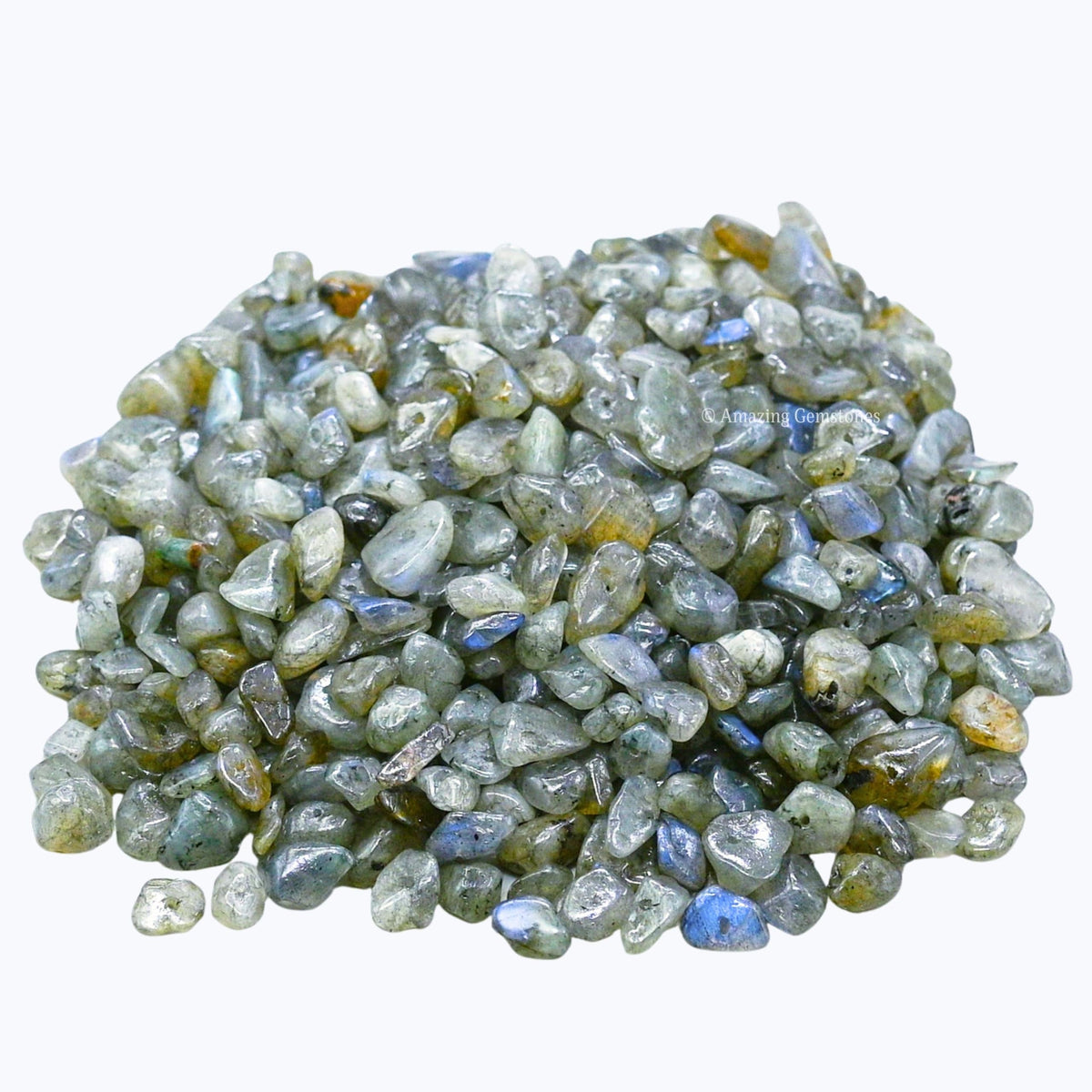Labradorite Pre Drilled Crystal Crushed Chips Beads for Bracelets Making, DIY Handmade Natural Healing Crystals (25 Inch Strand)