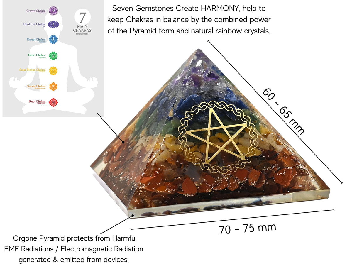 Amazing Gemstone Large Orgone Pyramid | Natural Chakra Pyramid Crystal | Pentacle Orgonite Pyramid | Organ Pyramids Positive Energy Healing