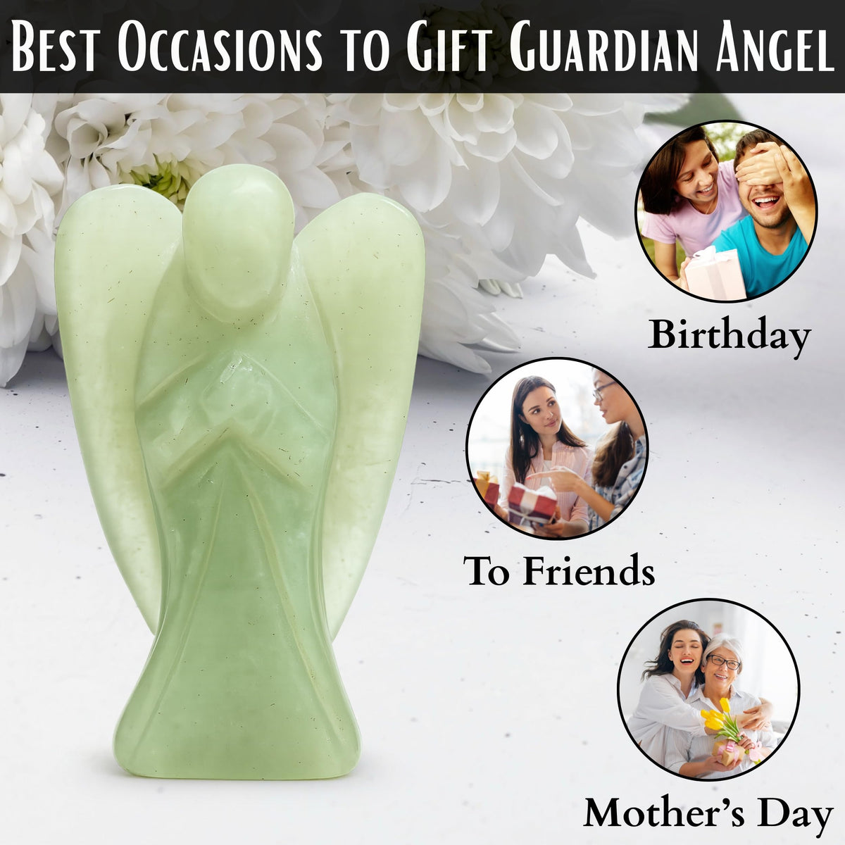 Amazing Gemstone Green Aventurine Angel - Green Aventurine Crystal Angel and Pocket Guardian Angel Crystal Figurines (3 inches)