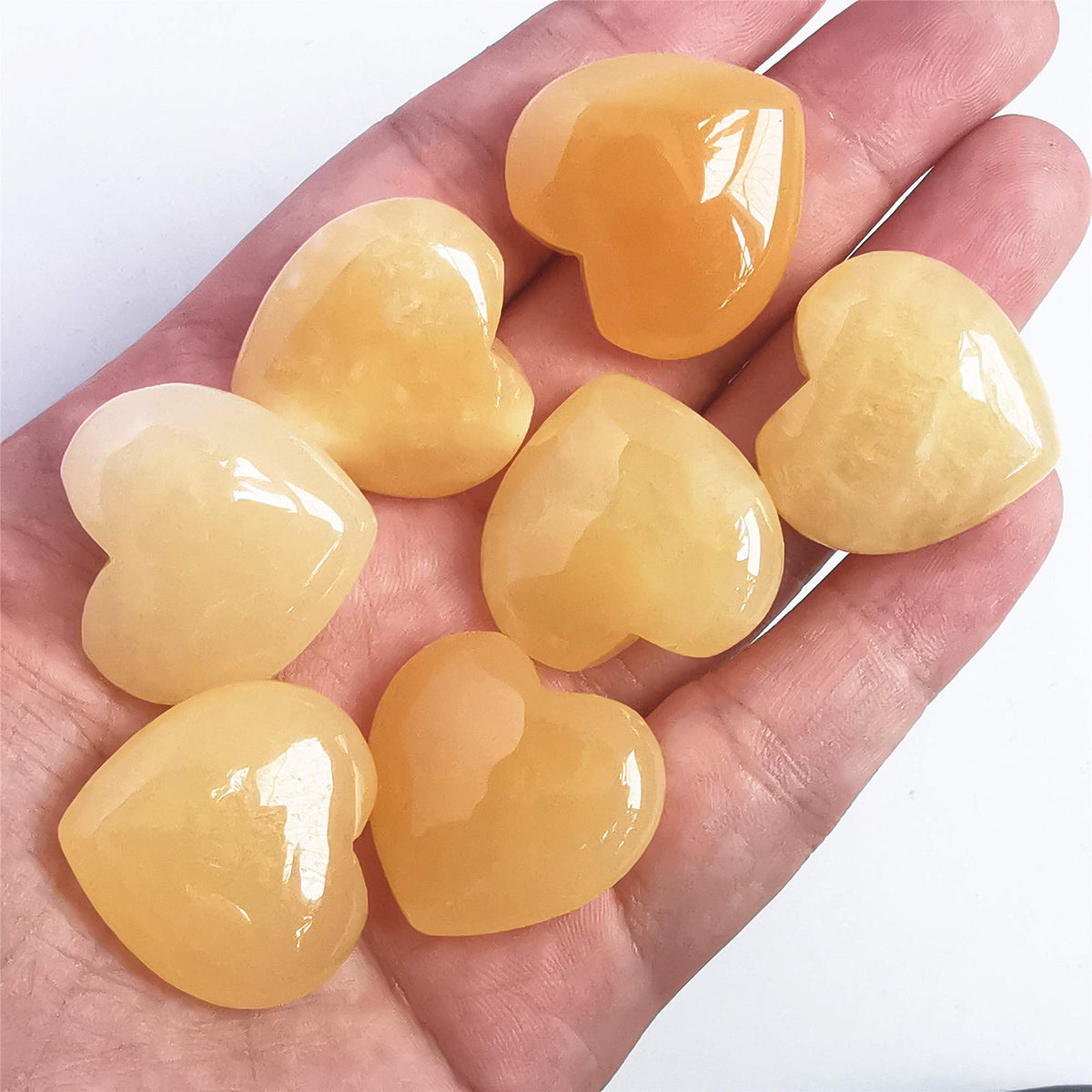 Bacatgem 3 Pcs Natural Yellow Jade Pocket Palm Thumb Healing Crystal Heart Love Worry Stones,1 inches Reiki Balancing Crystal and Healing Stones