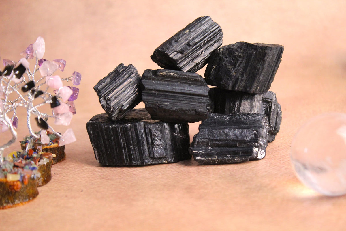 Black Tourmaline Raw Crystals – Large 1.25-2.0” Natural Protection Stones for EMF Shielding, Chakra Healing, Meditation, Reiki, Energy Clearing, Wire Wrapping & Spiritual Home Decor