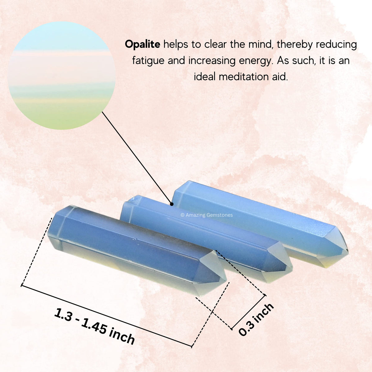 Amazing Gemstone Opalite Crystal Points Bulk Healing Crystals and Stones - Pack of 3 Single Terminated Healing Wand Point Bulk Crystals for Crafts, Crystal Grid, DIY Work - Premium Crystals
