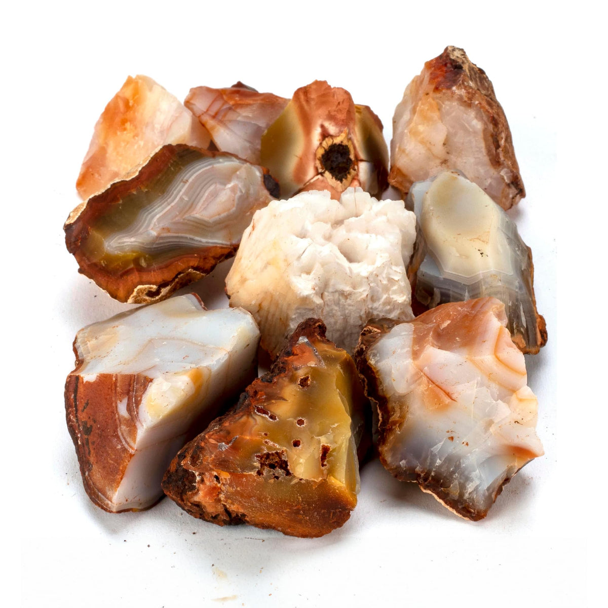 KALIFANO Rough Carnelian 10 Stone Bulk Bundle with Healing & Calming Effects - High Energy Raw Cornalina - Reiki Crystal Used for Rock Tumbling and Lapidary (Family Owned and Operated)