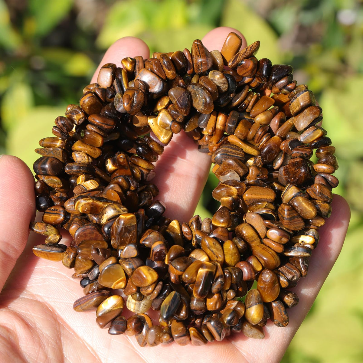 200pcs Natural Irregular Chip Stone Beads 5-8mm Tiger Eye Pre-Drilled 30-inch Strand Semi-Precious Healing Crystal Beads for DIY Jewelry Making Bracelet Chakra Crafts