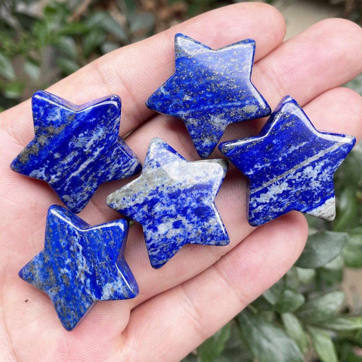 Fekuar Lapis Lazuli Crystal Star Chakra Stones for Reiki Healing Yoga Balance Meditation Polished Mini Pocket Palm Stone 1 Inch (30mm)