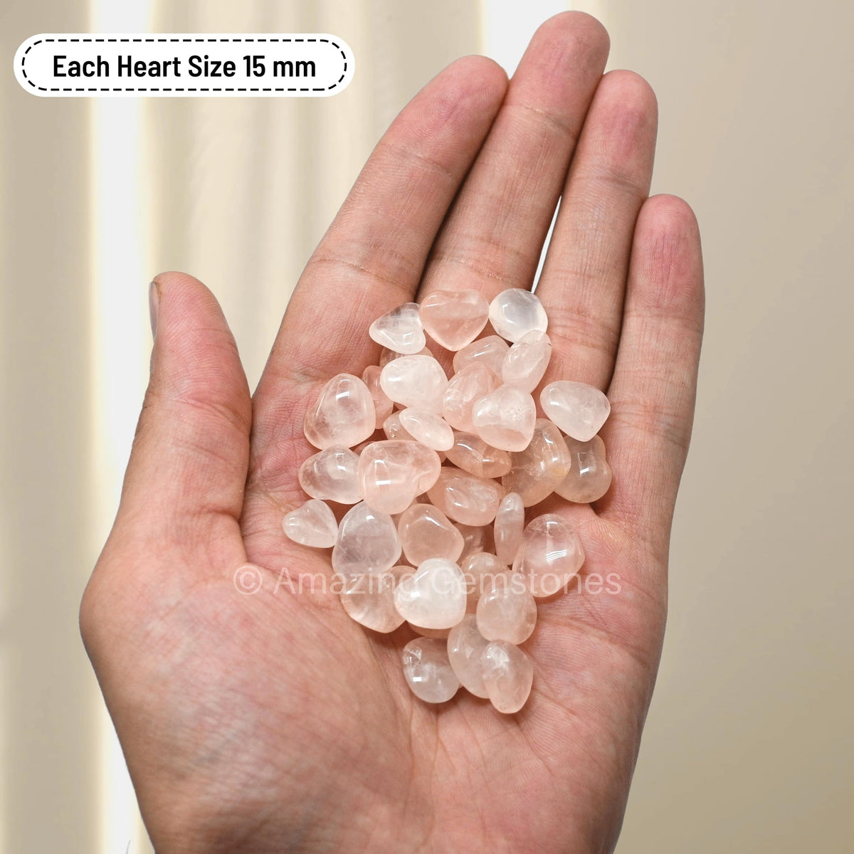 Amazing Gemstone Rose Quartz Stone Heart - Pack of 10 Crystal Heart Stones Rocks - Corazones De Piedra Crystals and Healing Stones Heart Shaped Crystal - Stocking Stuffers Gifts