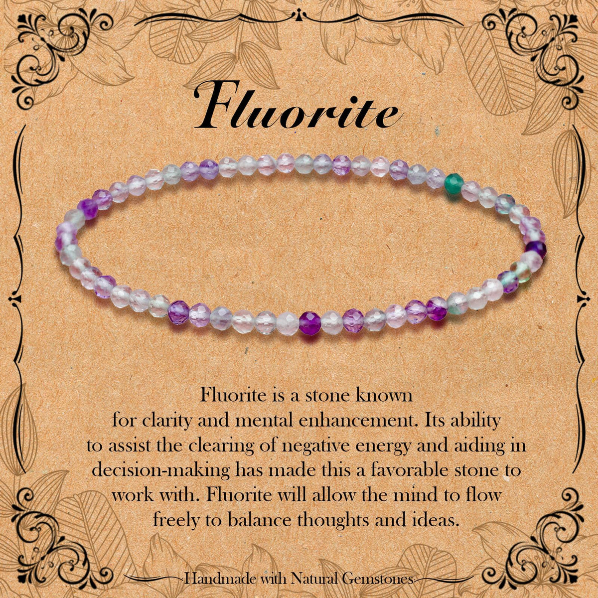 BONNY BOXX Natural Genuine Gemstone Faceted Round Beads Bracelets, 3mm Adjustable Stretchy Tiny Faceted Fluorite Bracelet, Healing Crystal Reiki Chakra Dainty Jewelry Fashion Gifts