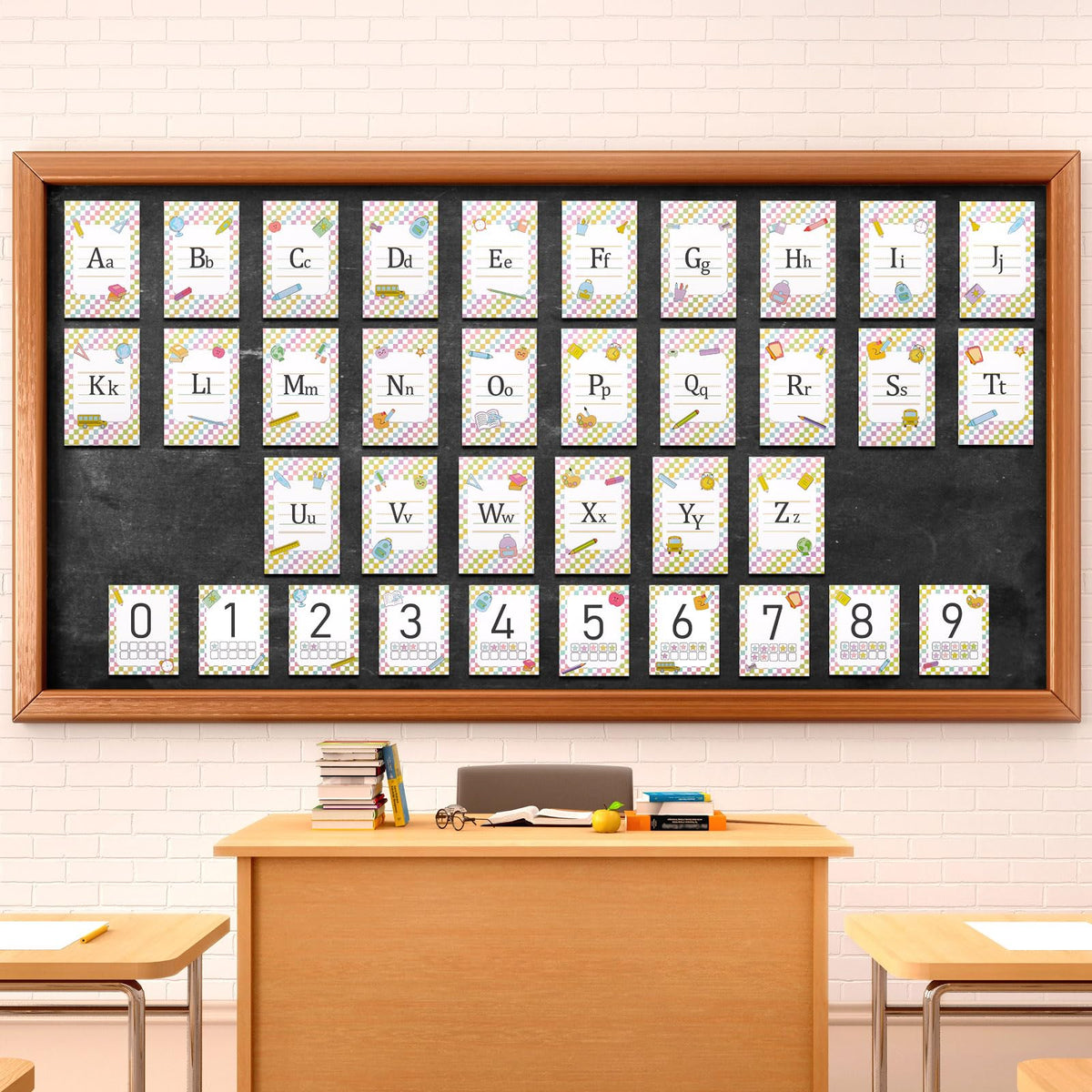 Tinlade 36 Pcs School Composition ABC Alphabet Number Educational Learning Cards Decorations for Bulletin Board, Walls, Desks, Windows, Doors, Lockers, Schools, Classrooms, Homeschool and Offices