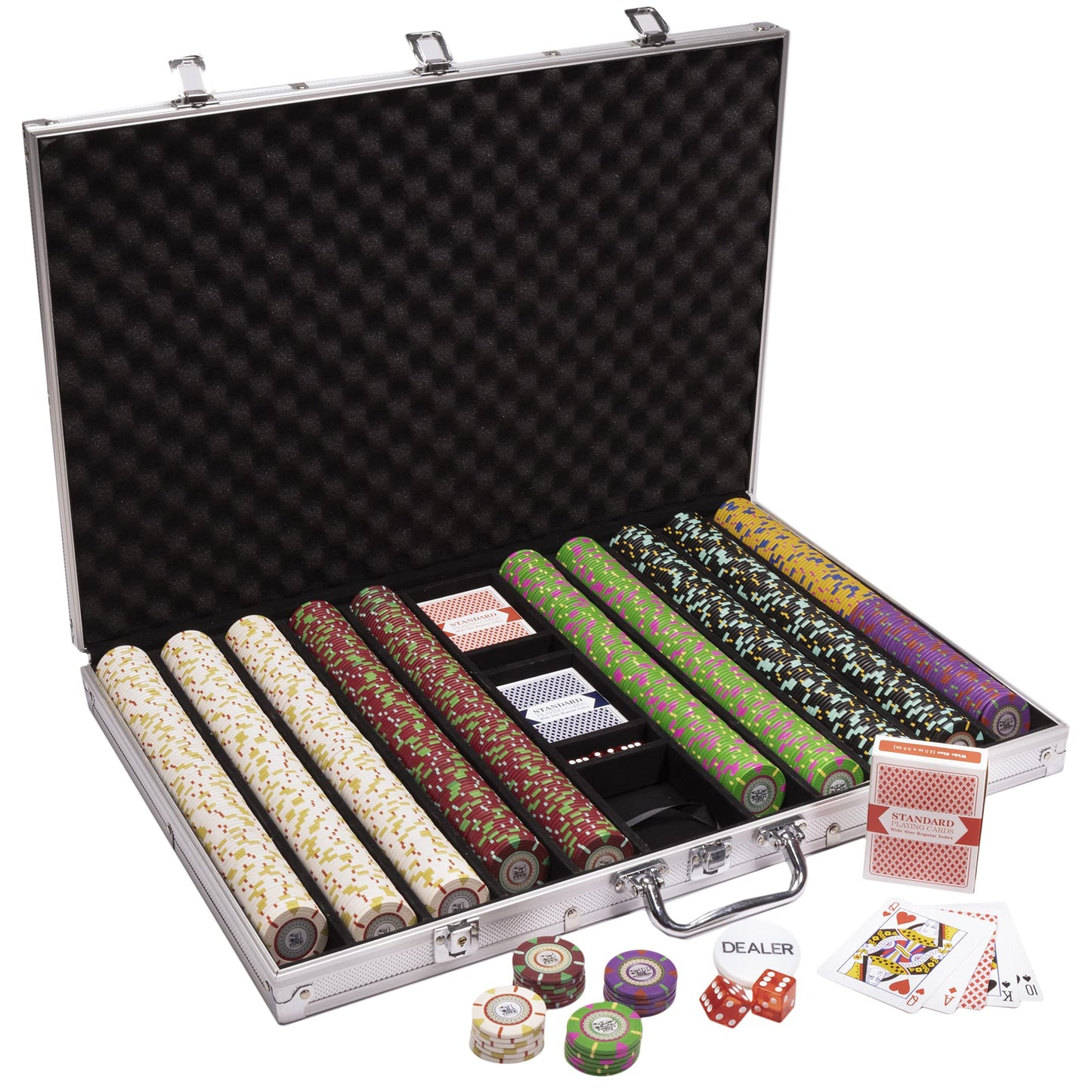 Claysmith Gaming 1,000 Ct The Mint Poker Set - 13g Clay Composite Chips with Aluminum Case, Playing Cards, & Dealer Button