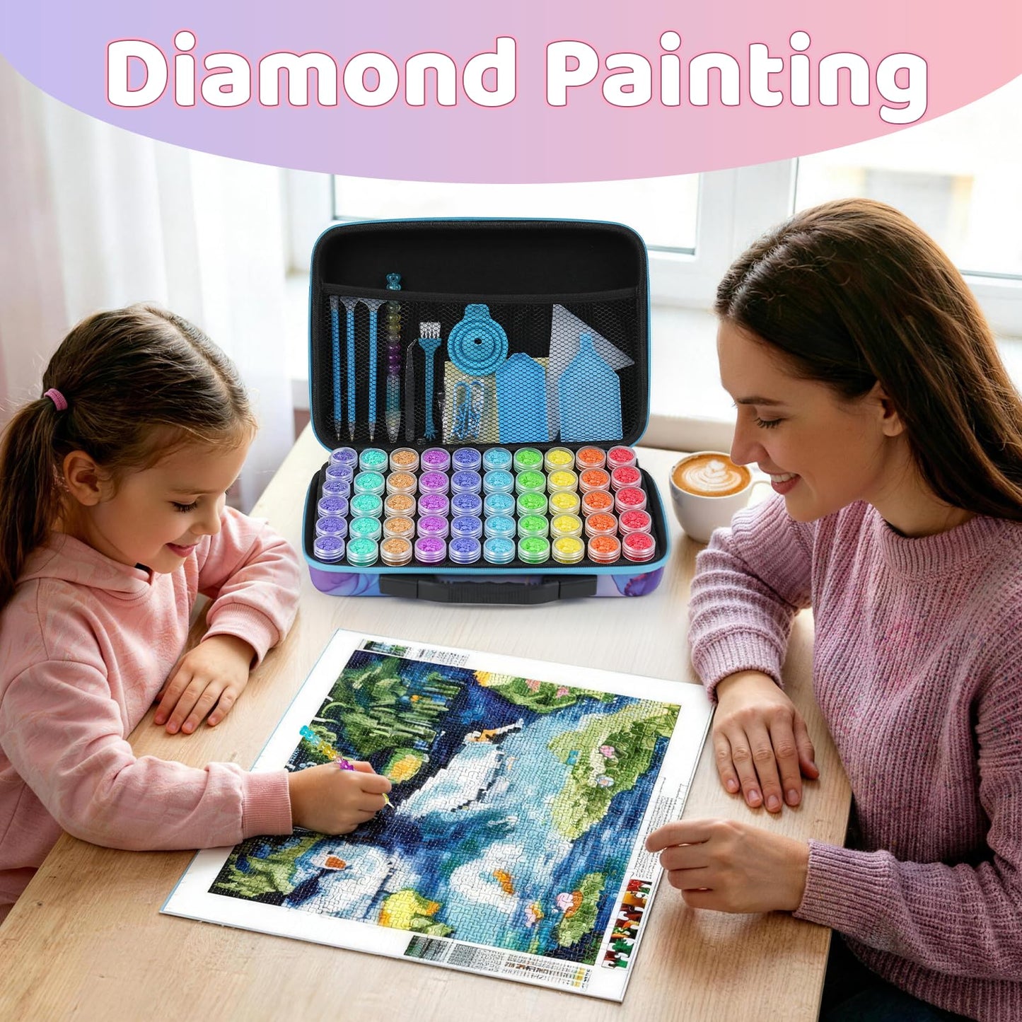 TAVOLOZZA Diamond Art Storage Case, 60 Slots, Diamond Painting Organizer, Art Storage Case, Diamond Painting Storage Box for Painting Supplies and Accessories