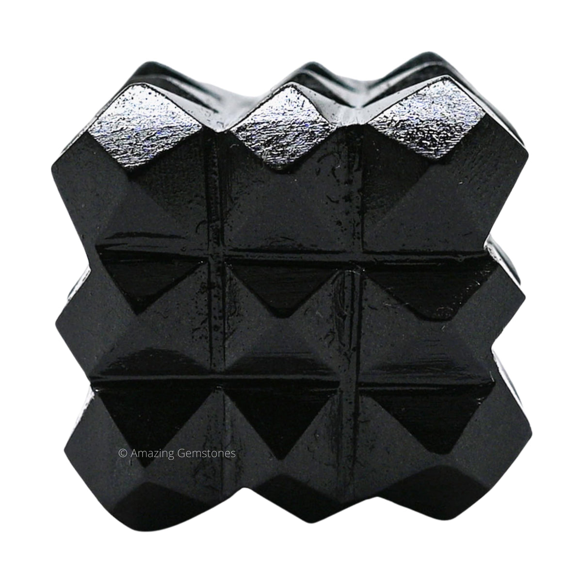 Amazing Gemstone Black Agate Crystal Cube with 54 Pyramid - 1" Mini Lemurian Pyramid Cube Figurine of Natural Stone Pyramid for Meditation, Reiki, Chakra Balancing Vastu Pooja and Crystal Grids