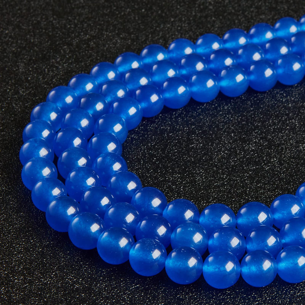 60pcs 6mm Blue Chalcedony Beads Natural Gemstone Beads Round Loose Beads for Jewelry Making