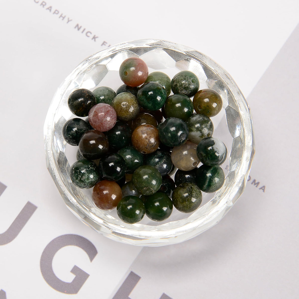 65Pcs India Agate Green 6mm Beads Natural Stone Round Gemstone Genuine Real Stone for DIY Bracelet Jewelry String Making