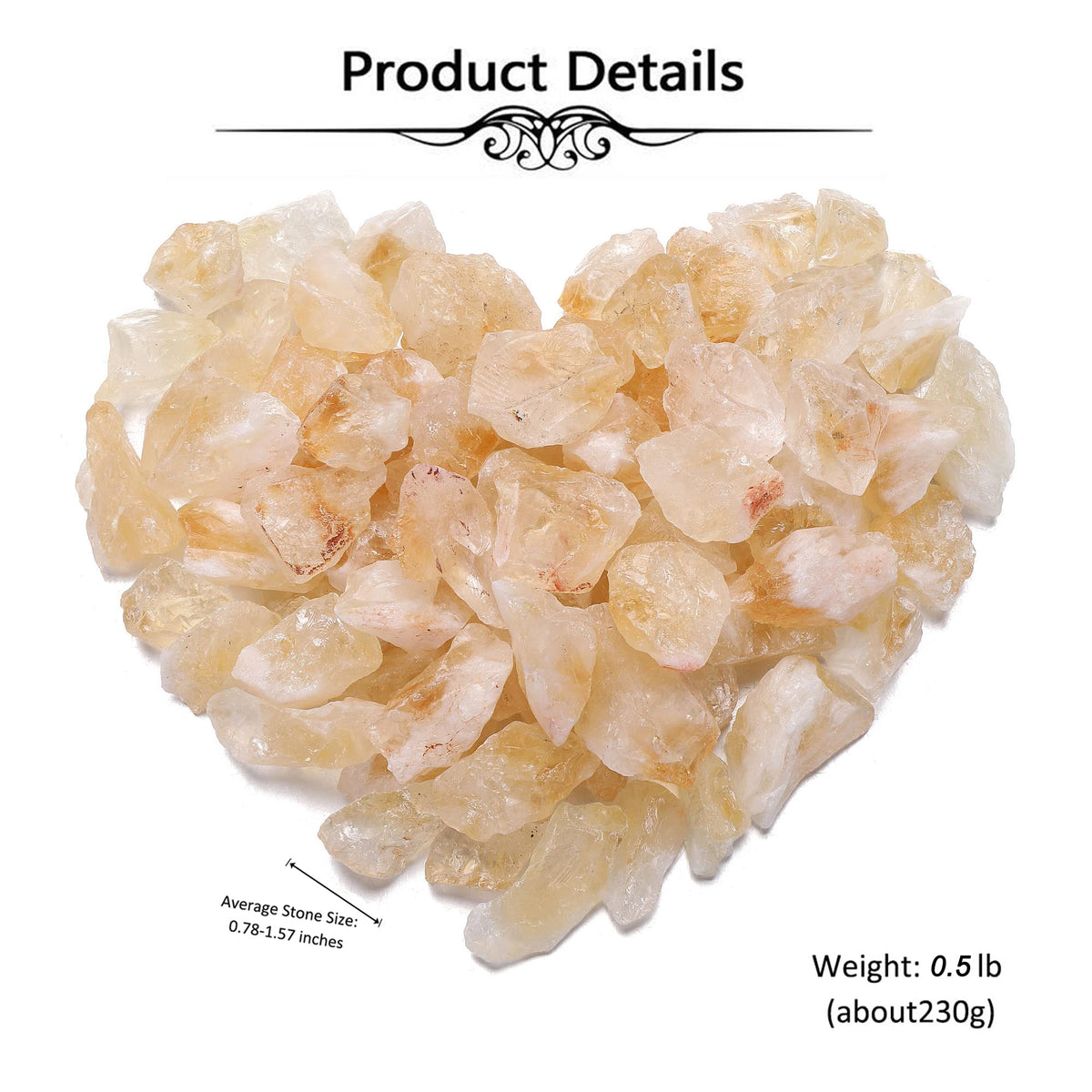 Top Plaza Bulk Citrine Crystals Healing Crystals Rough Stones - Large 1" Natural Raw Stones Crystal for Reiki Healing, Wicca, witchcraft, Tumbling, Cabbing, Fountain Rocks, Decoration, Polishing 0.5lb