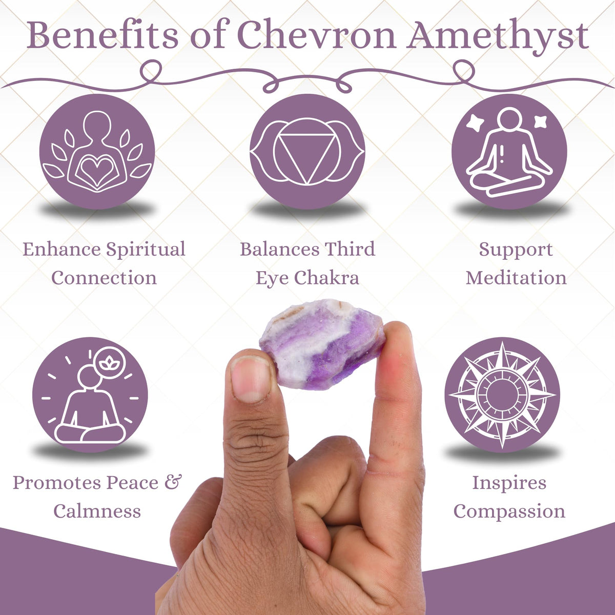 ANAYA AGATE Chevron Amethyst 2 Pcs Raw Crystals Rough Gemstones w/Authenticity Card, Velvet Pouch - Large 1.25–2.0" Raw Stones for Tumbling, Cabbing, Polishing, Cutting Natural Healing Crystals for Home Decor, DIY Stones