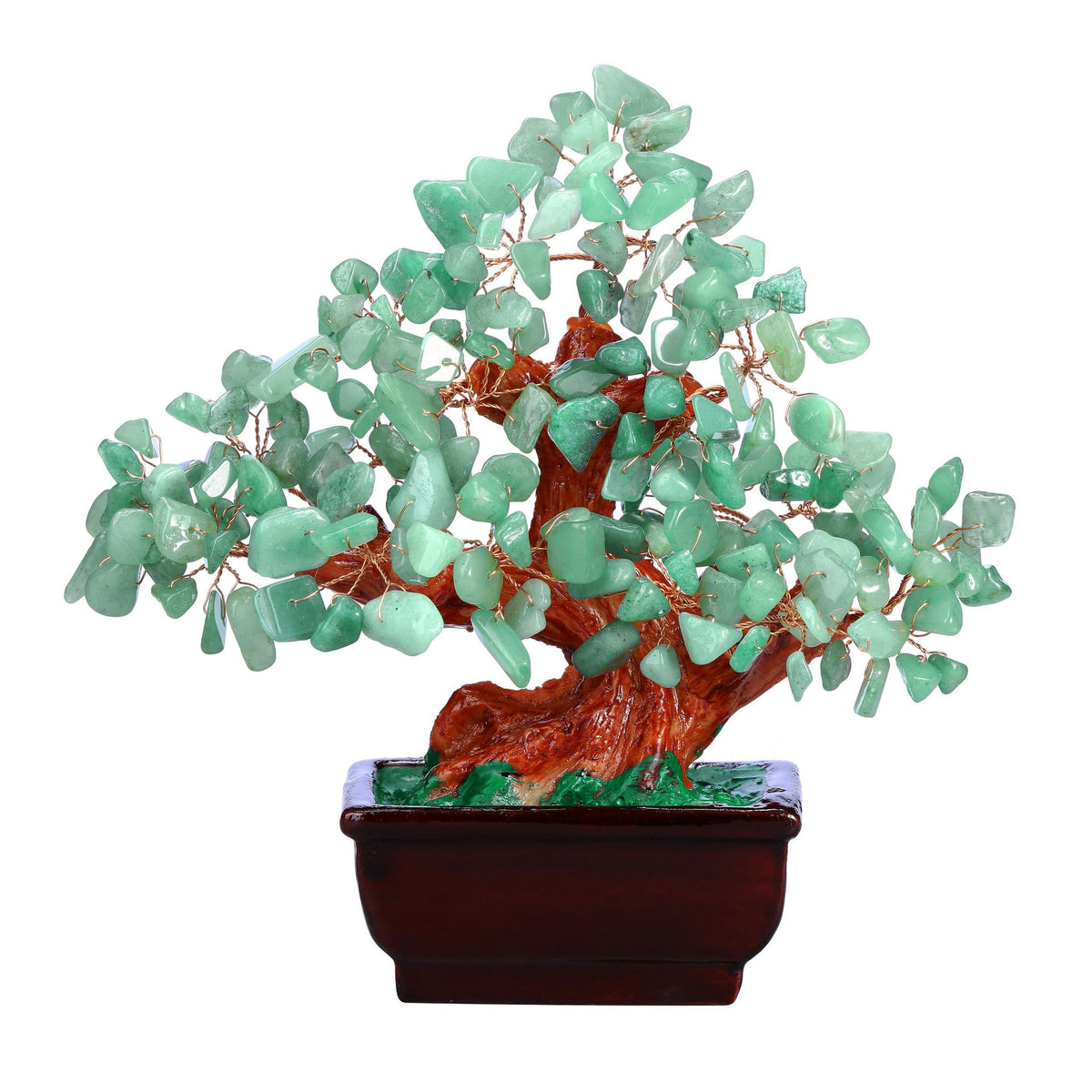 AzureLeap Feng Shui Quartz Crystal Money Tree Bonsai Style Decoration for Luck and Wealth (Green)
