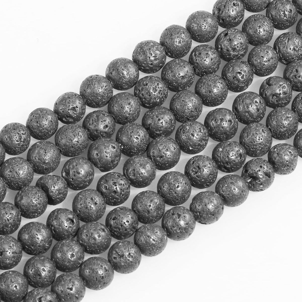 6mm Natural Gemstone Round Black Lava Loose Beads for Jewelry Making Bracelets Necklace Earrings Art Craft (60-62pcs/strand)