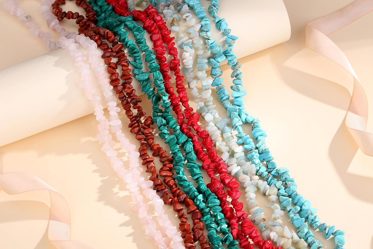 ZHIYUXI 400pcs Synthetic Malachite Beads 5-8mm Healing Crystals Gemstones for Bracelet Making 2 Strands Irregular Stone Loose Rocks Bead for Jewelry Making Hole Drilled DIY Necklace Craft Gifts