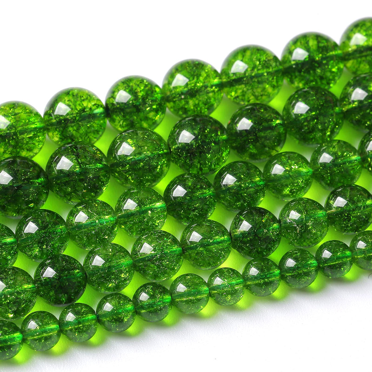 60PCS 6MM Beads Green Crystal Quartz Gem Energy Crystal Healing Jewelry Making Natural Stone Beads DIY(Green Crystal, 6MM)