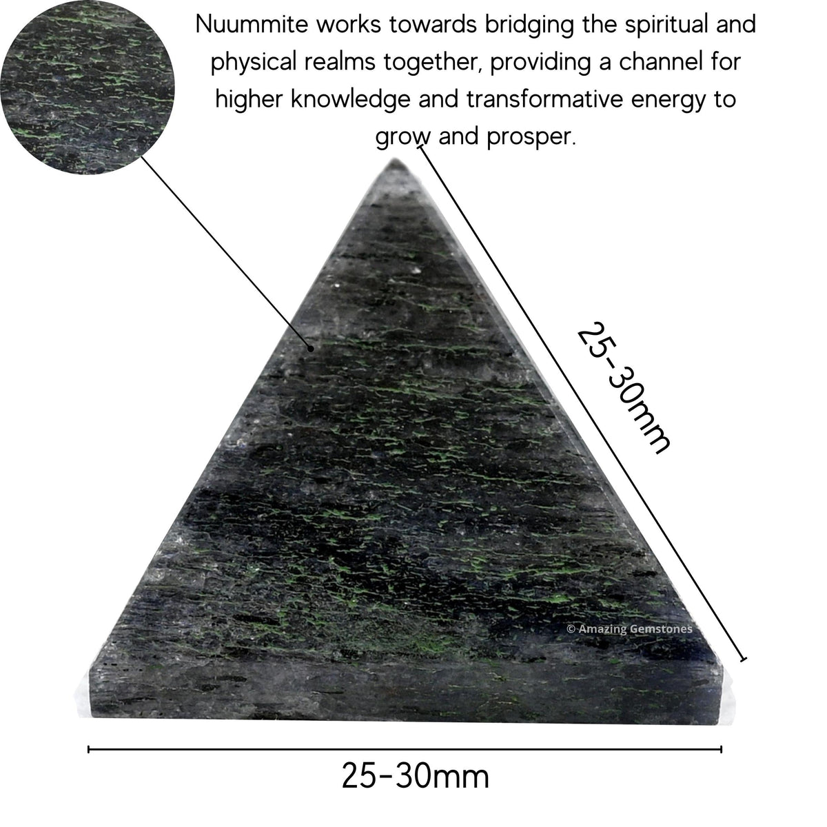 Amazing Gemstone Nuummite Pyramid Crystal Healing Stones - 1" Great Pyramid Figurine of Natural Stone Pyramid for Meditation, Reiki, Chakra Balancing and Crystal Pyramids Grid